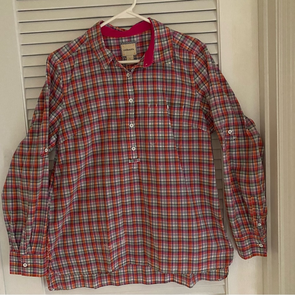 Plaid blouse Tunis finish in back
